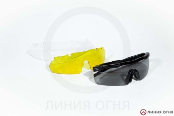 Очки стрелковые ShotTime Lynx черные, 3 линзы