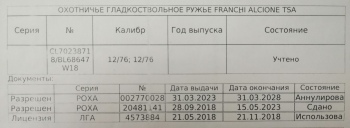 Охотничье гладкоствольное ружьё FRANCHI ALCIONE TSA.